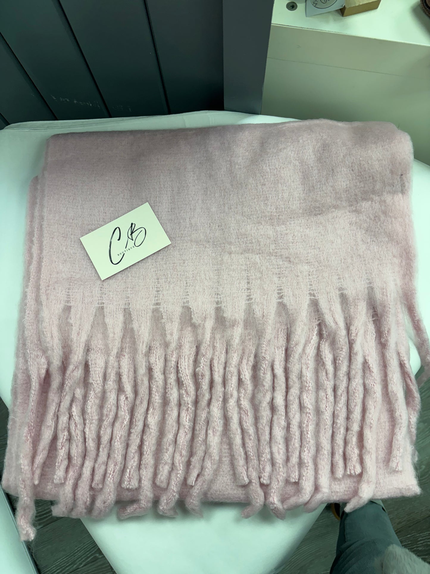 Pink fluffy scarf