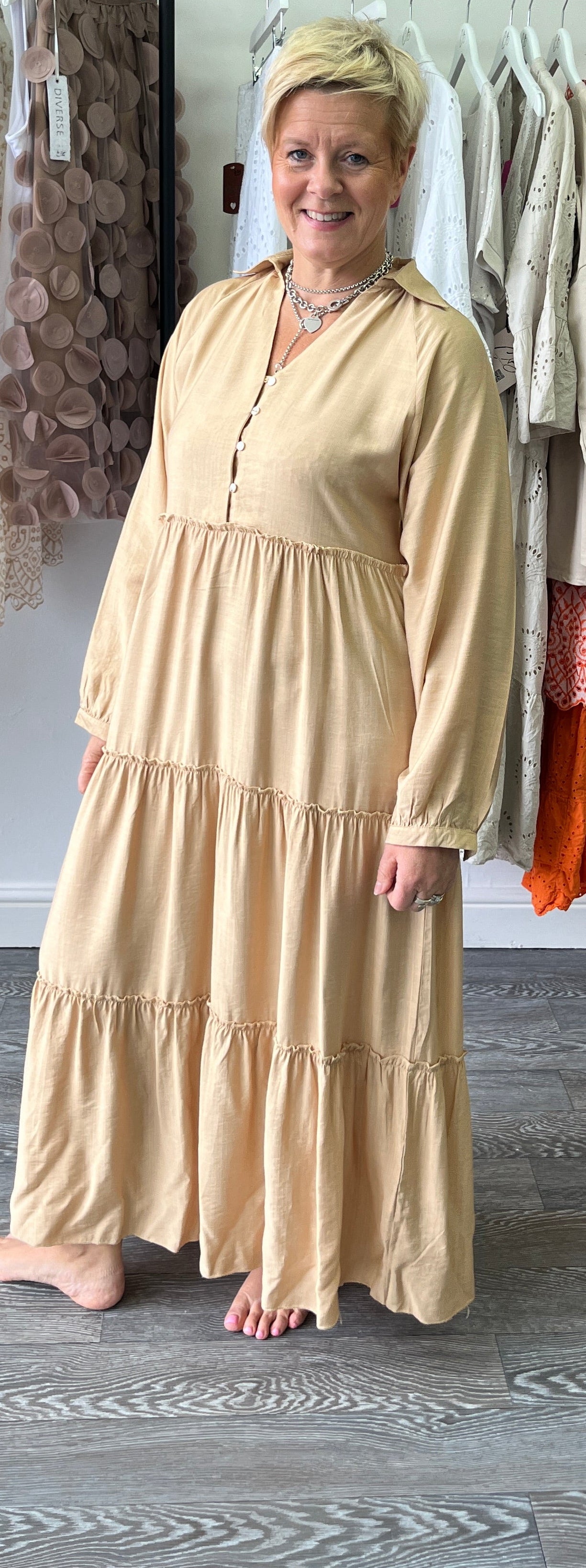Long Tiered Dress - Gold