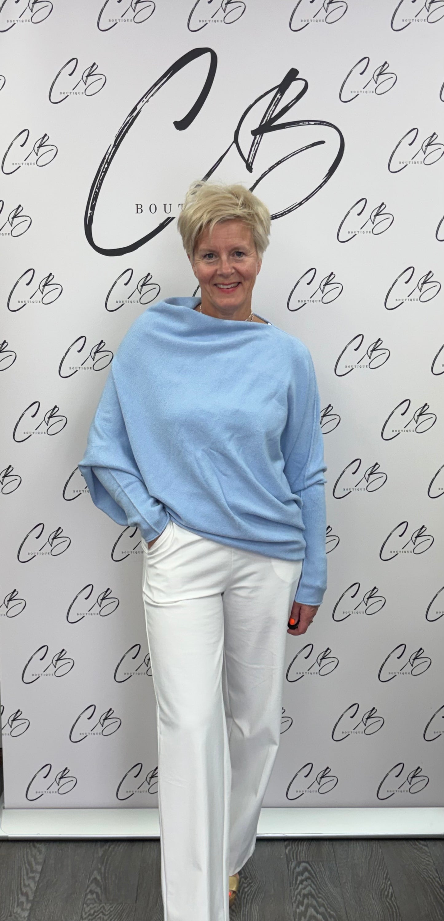 Pale Blue Deck Asymmetric Soft Knit