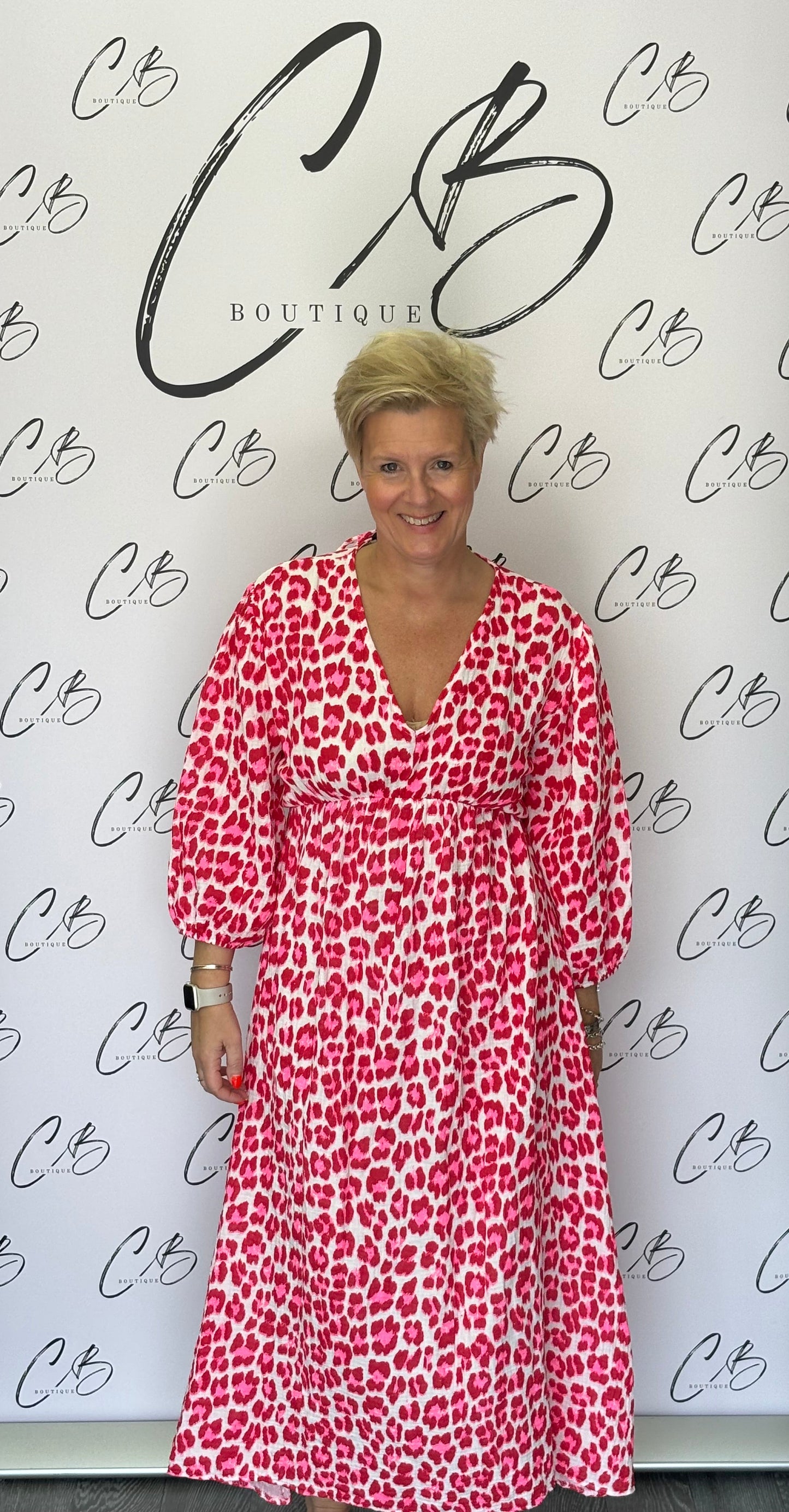 Pink and red leopard dress