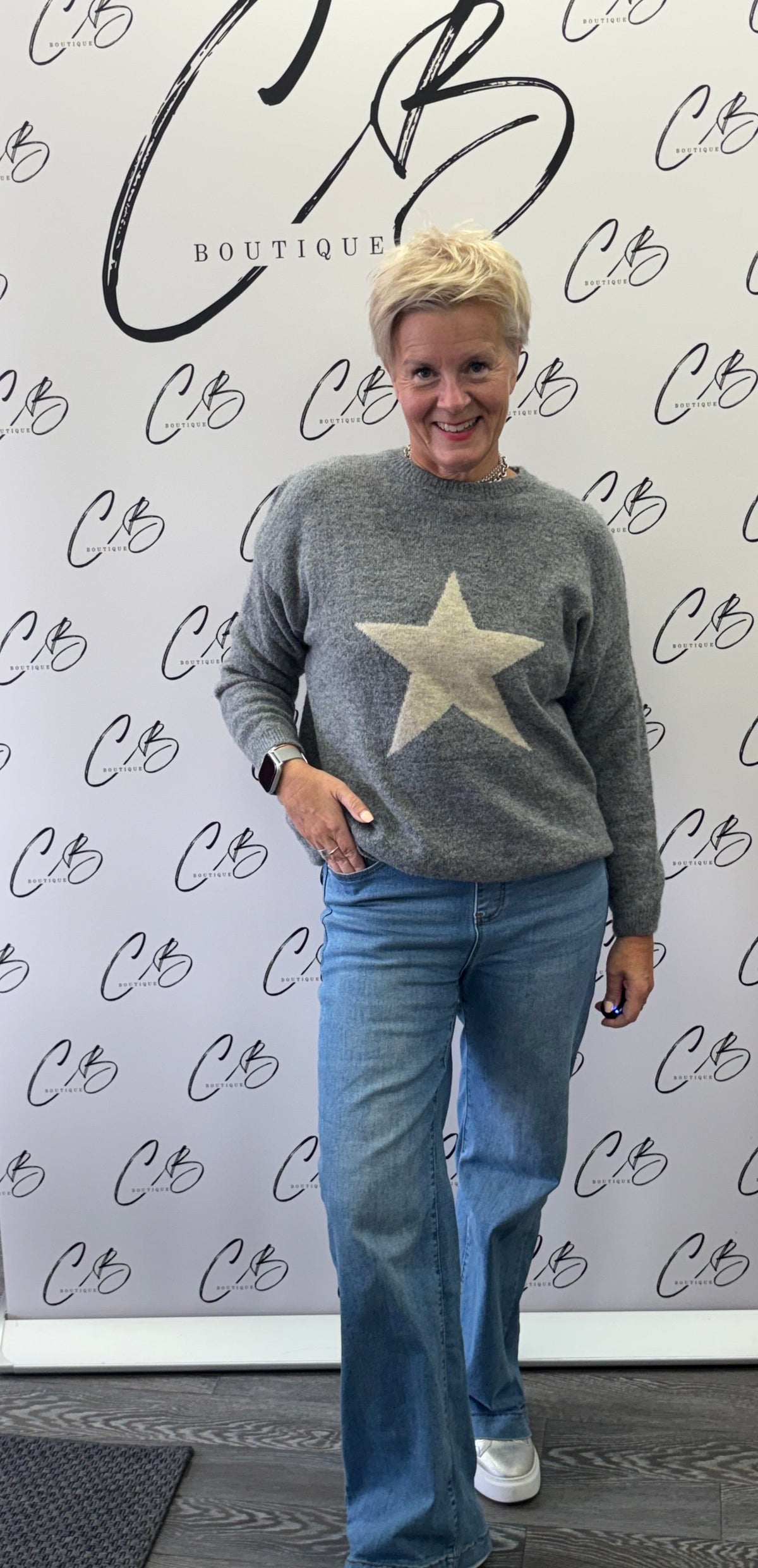 Grey Jumper with Stone Star