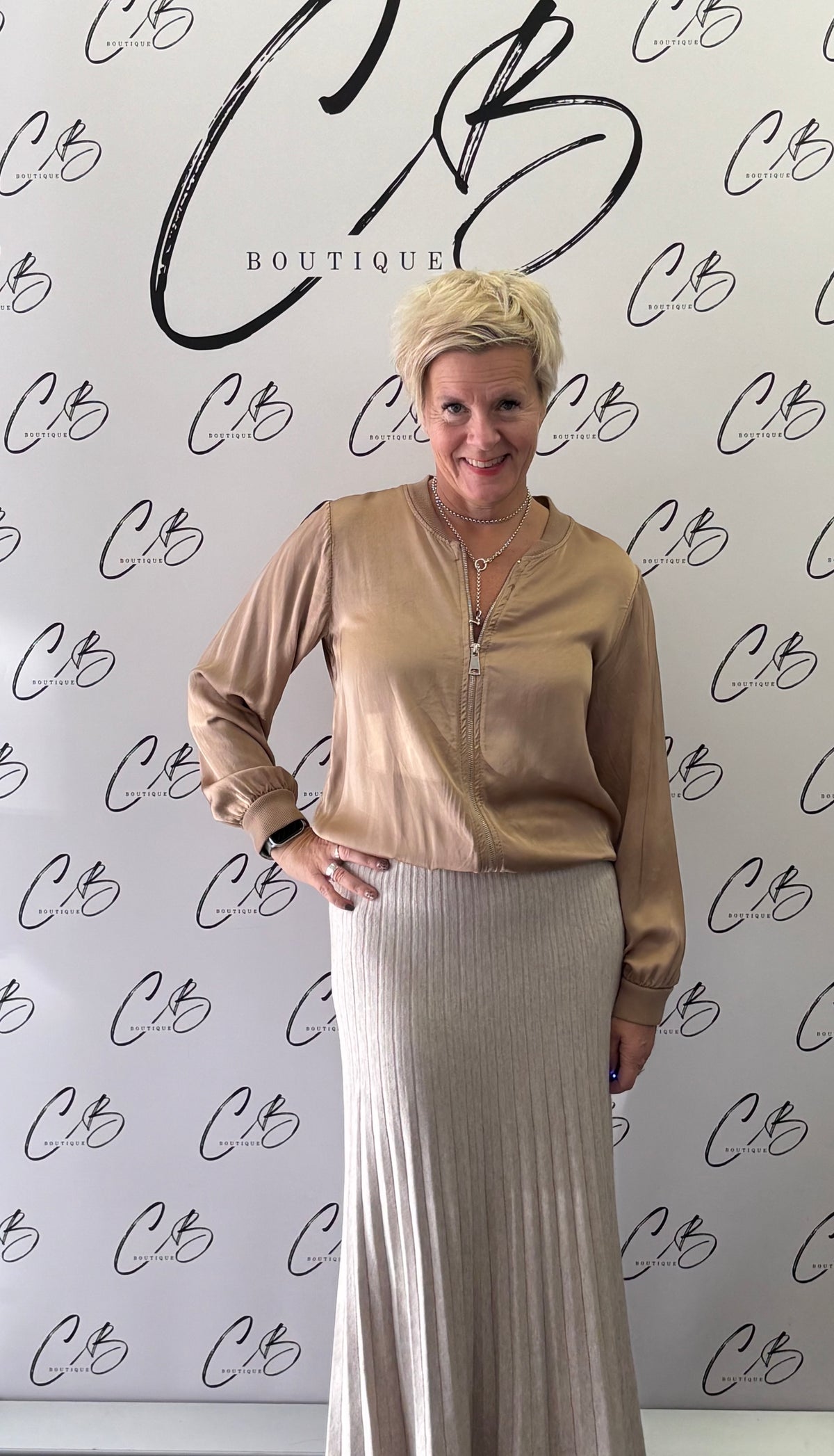 Vicki Champagne Pleated Skirt