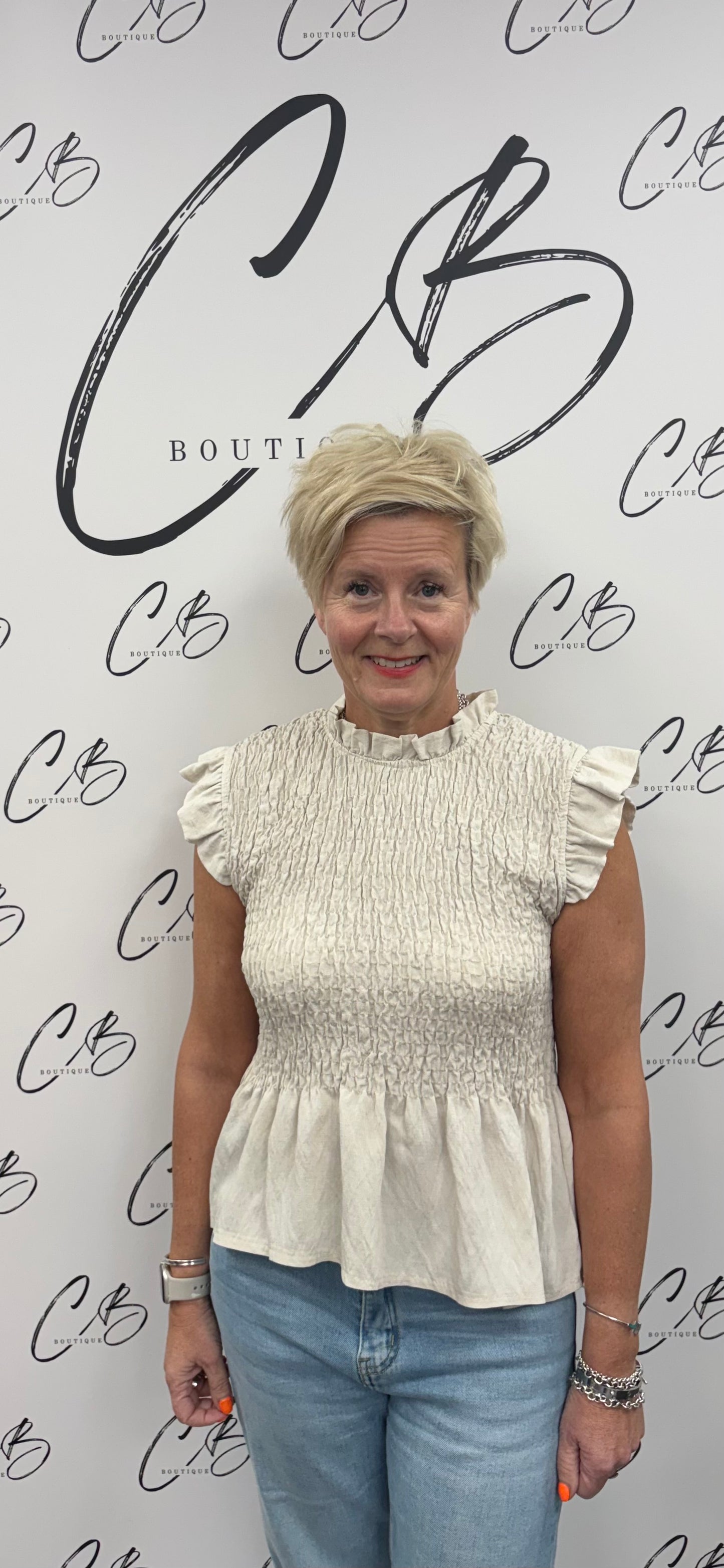Grace smocked top champagne