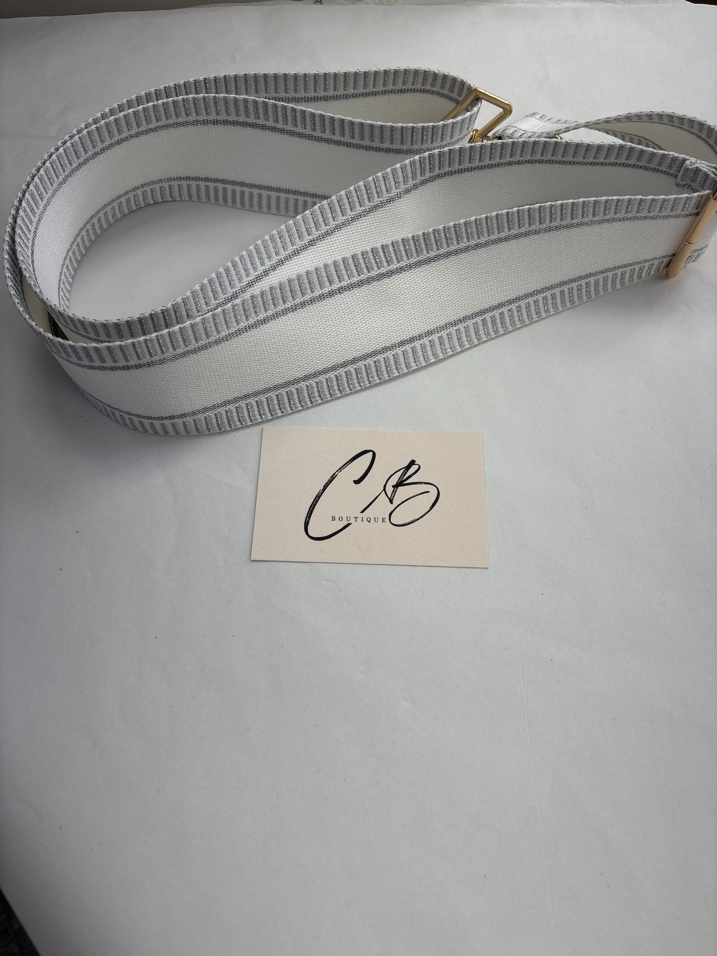 Handbag Strap white and silver