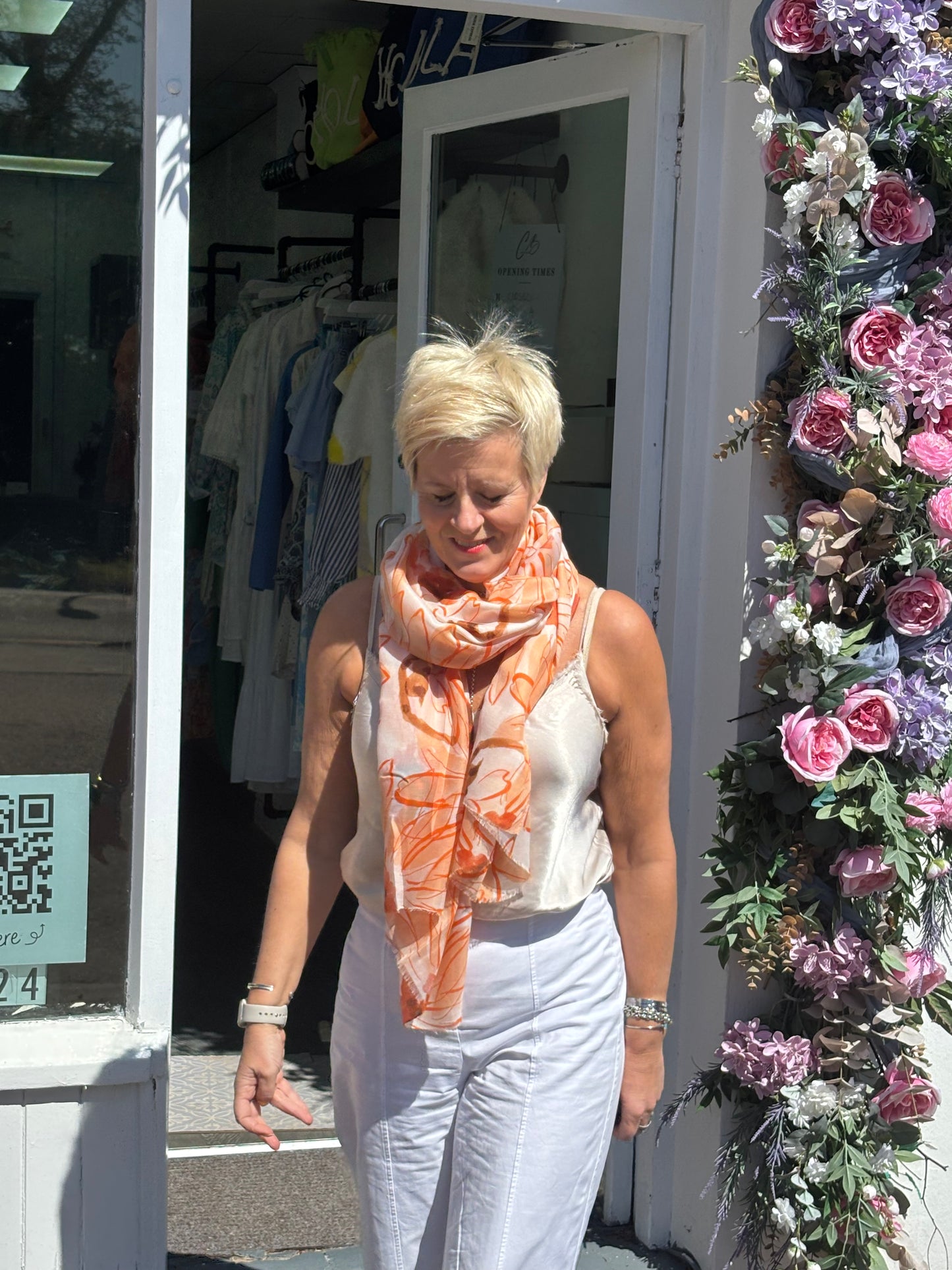 Orange flowery Scarf