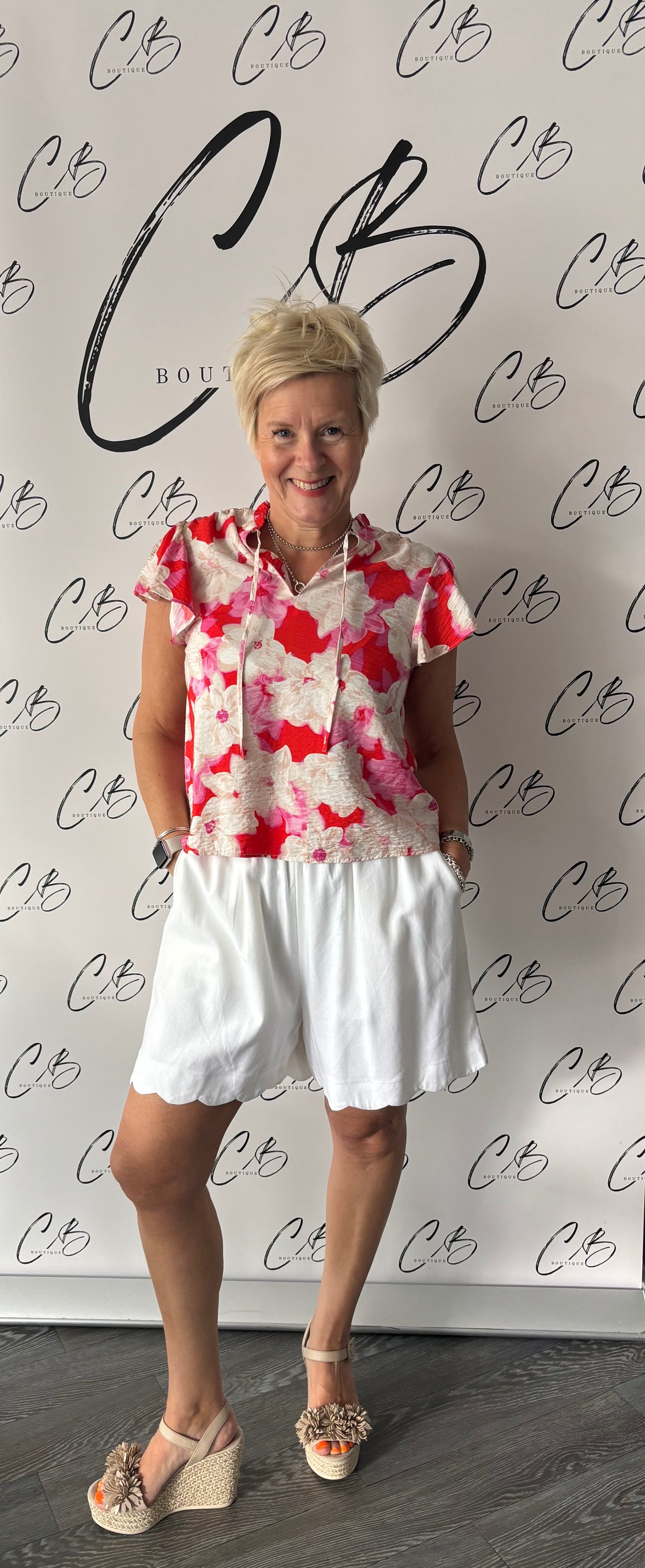 Lyra blouse (Red Floral Print)