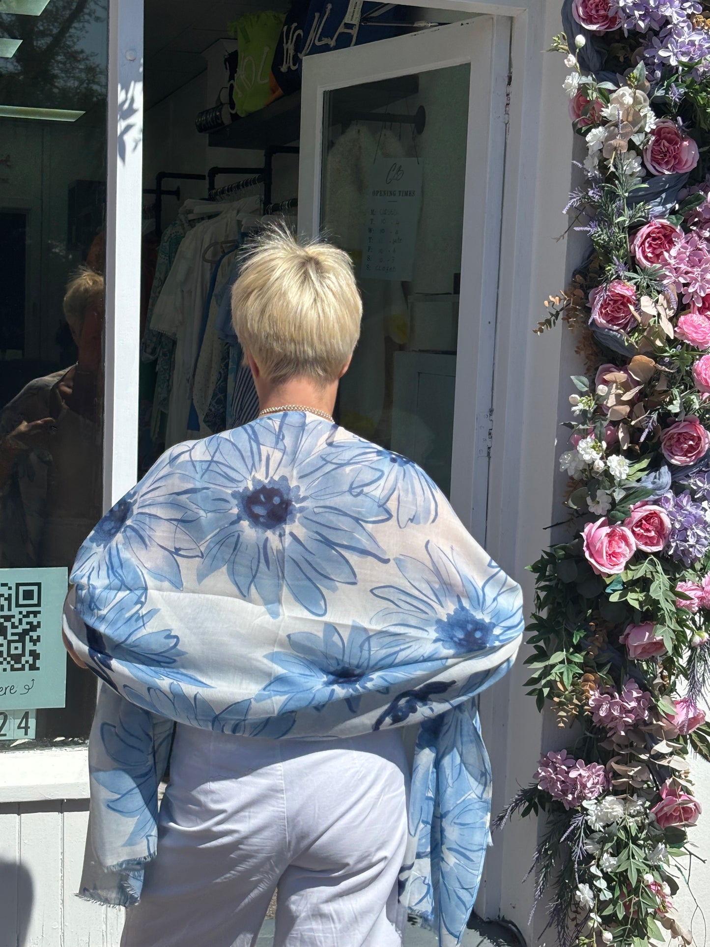 Blue flowery Scarf