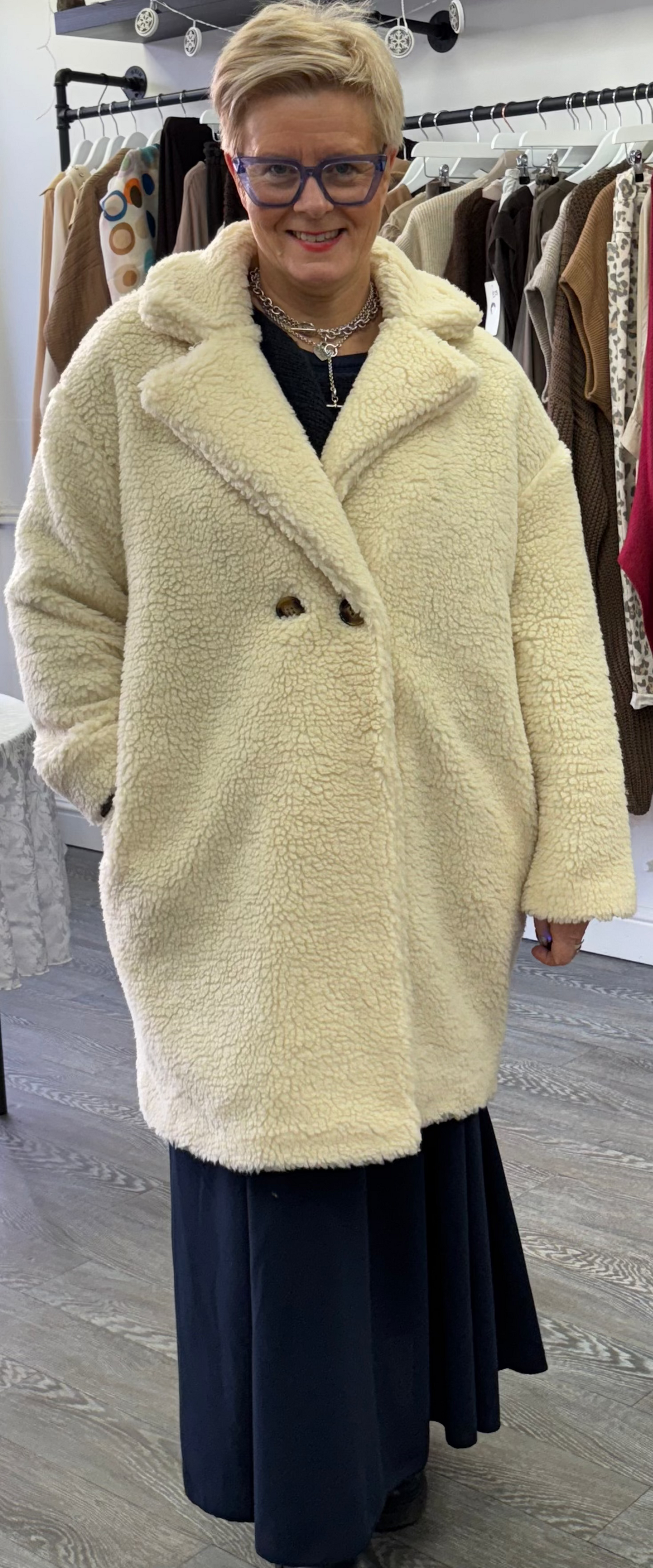 Teddy short Coat - cream