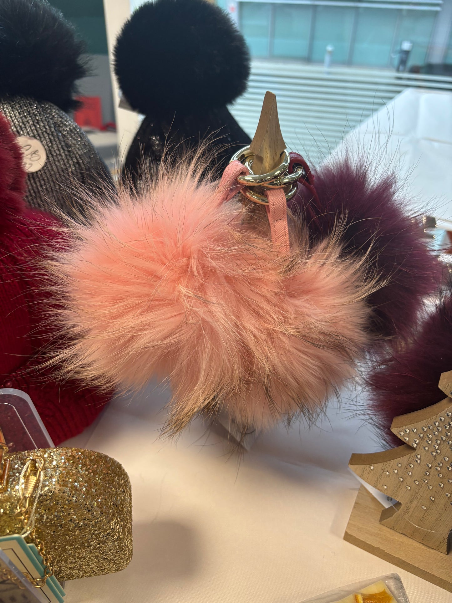 Pom pom Keyring - Pink
