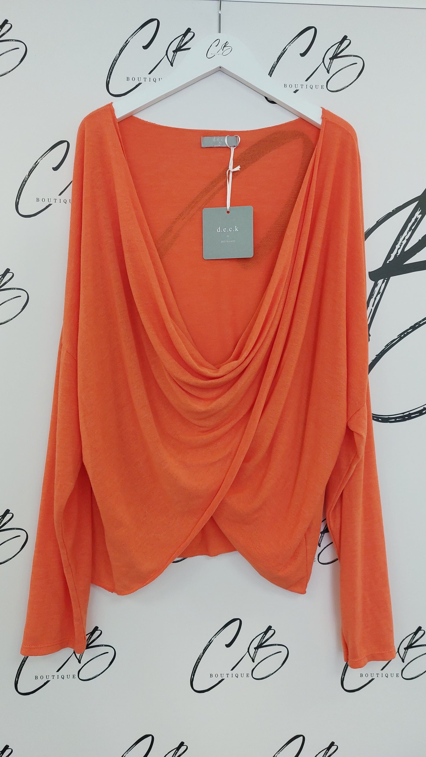 Deck cross over orange Cowl Knit
