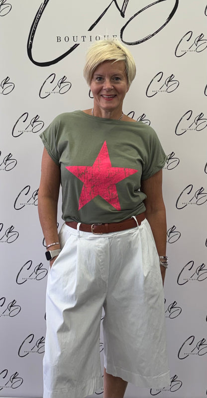 Khaki Large star t shirt