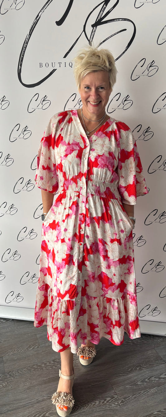 Moxie Dress (Red Floral Print)