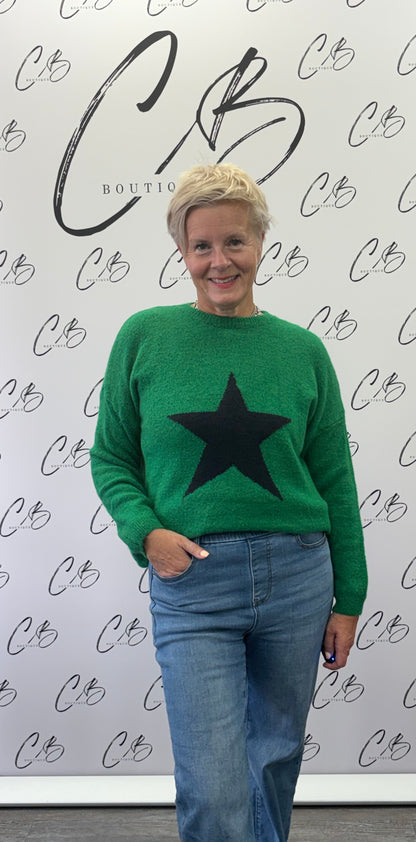 Bright Green with Navy Star Jumper