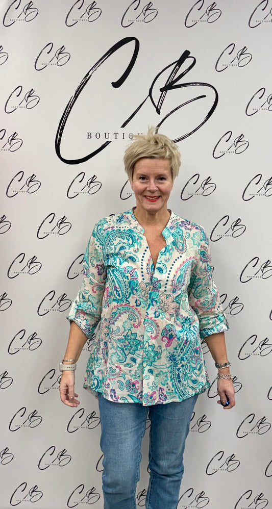 Amanda Turquoise blouse