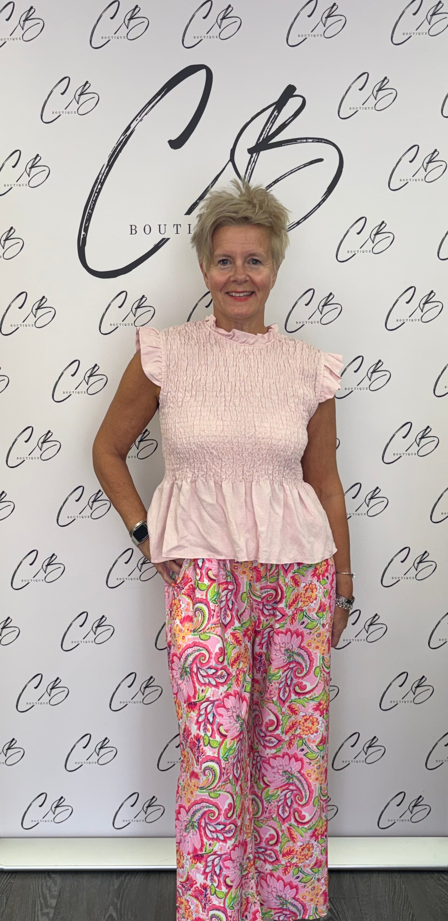 Pink print - Wide Leg Trousers