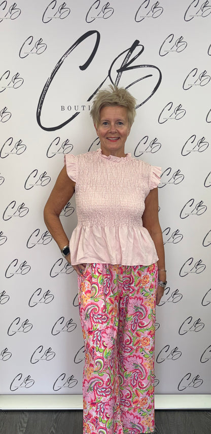 Pink print - Wide Leg Trousers