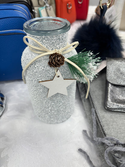Snow Candle holder with star trim