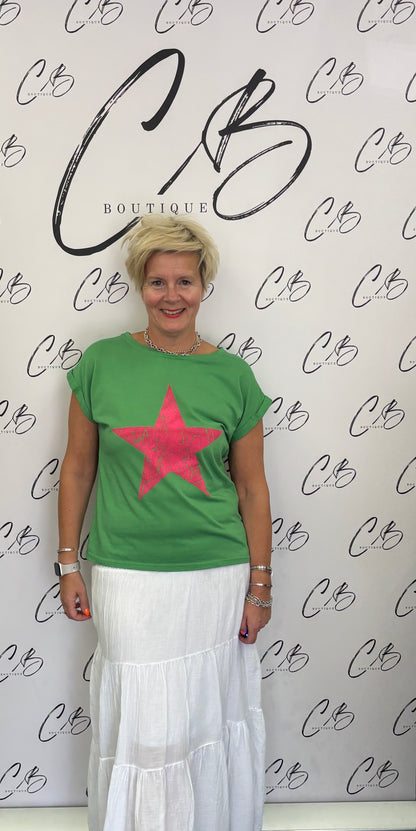 Green Large star t shirt