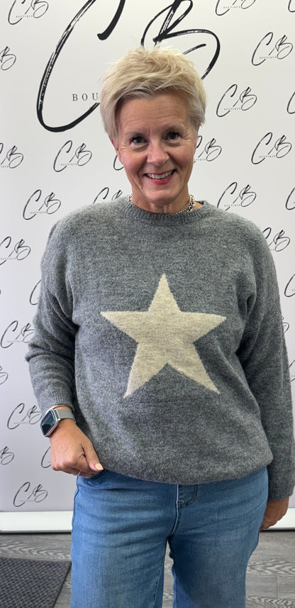 Grey Jumper with Stone Star