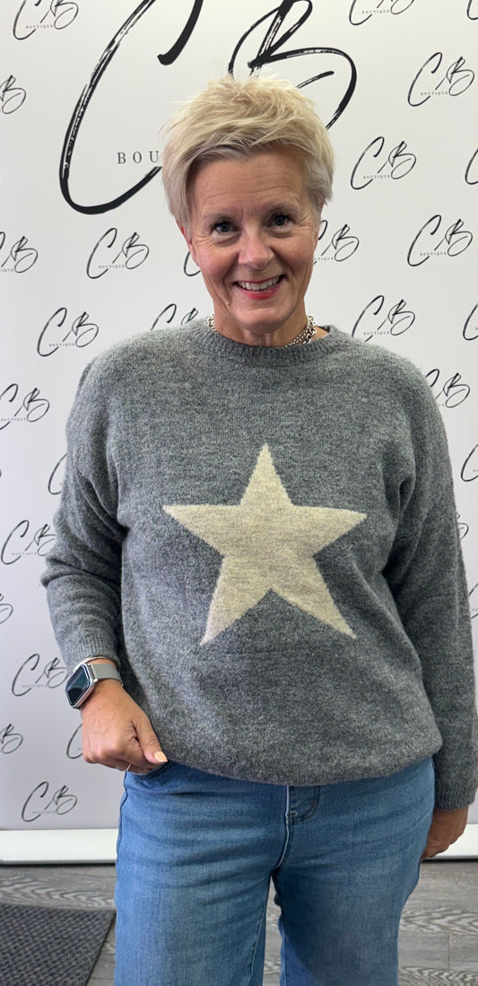 Grey Jumper with Stone Star
