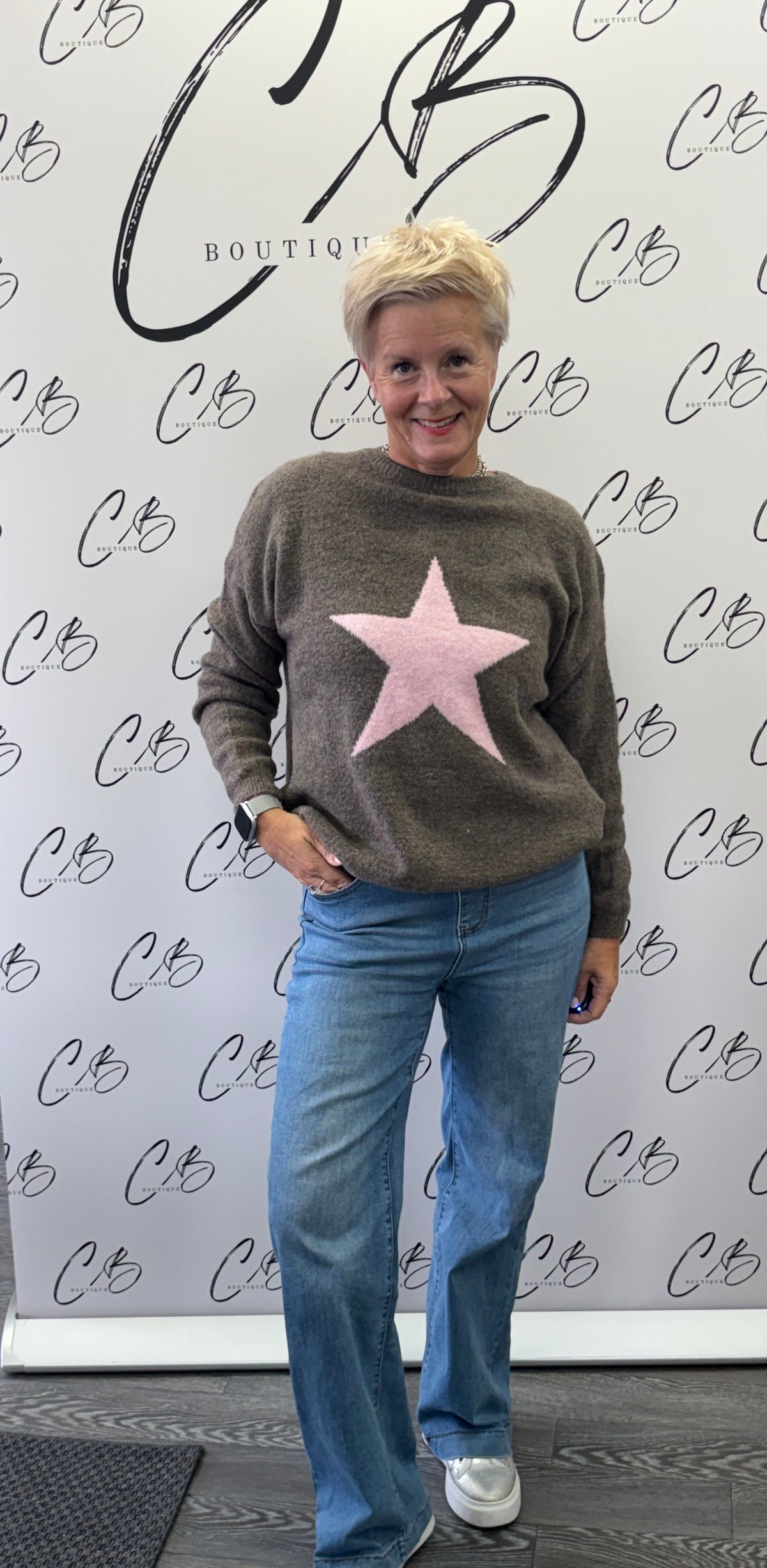 Chocolate with Pink Star Jumper