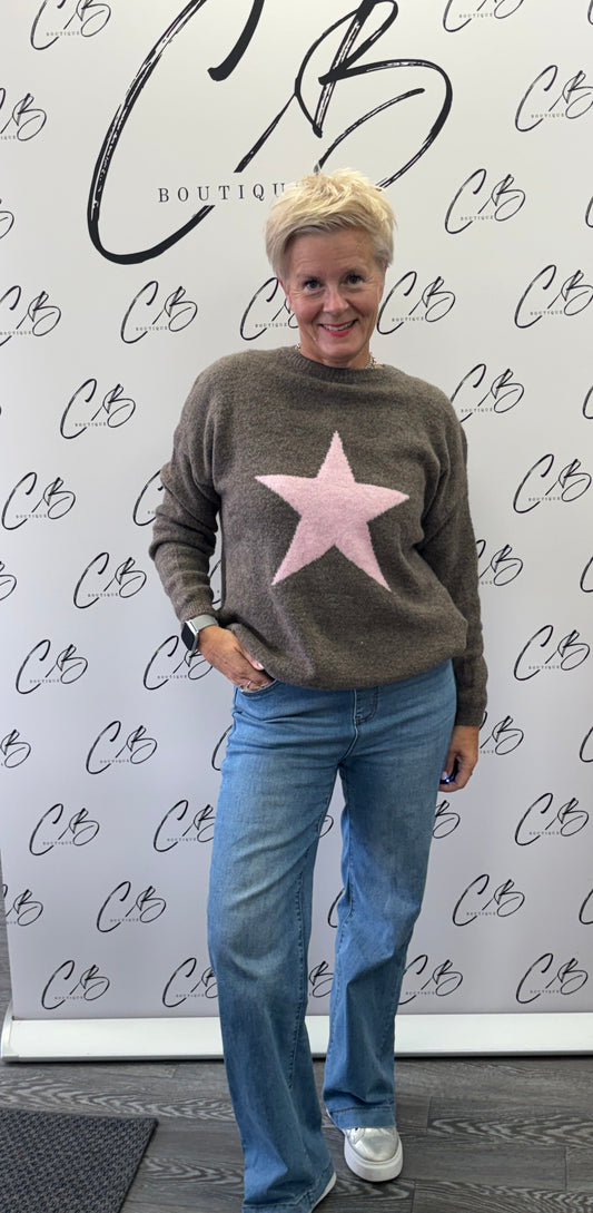 Chocolate with Pink Star Jumper