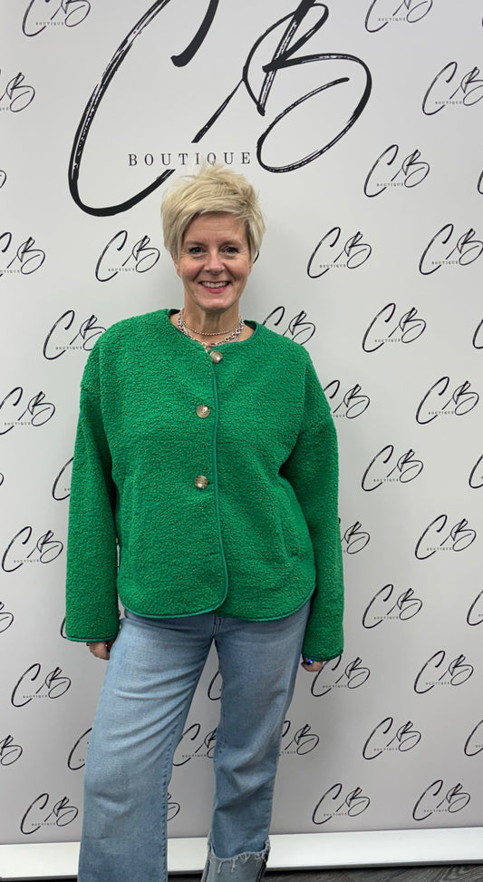 Green teddy jacket