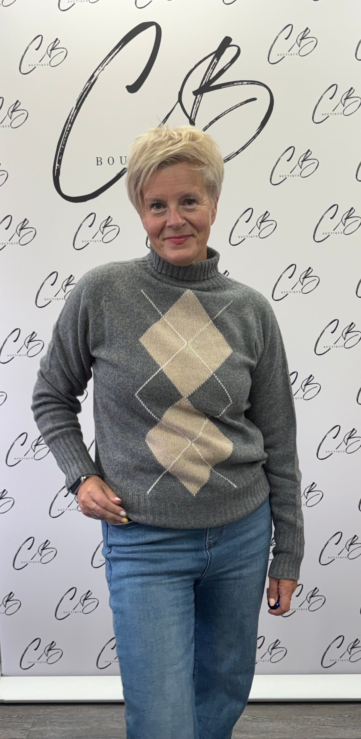 Luella Cashmere Blend Diamond Grey Jumper