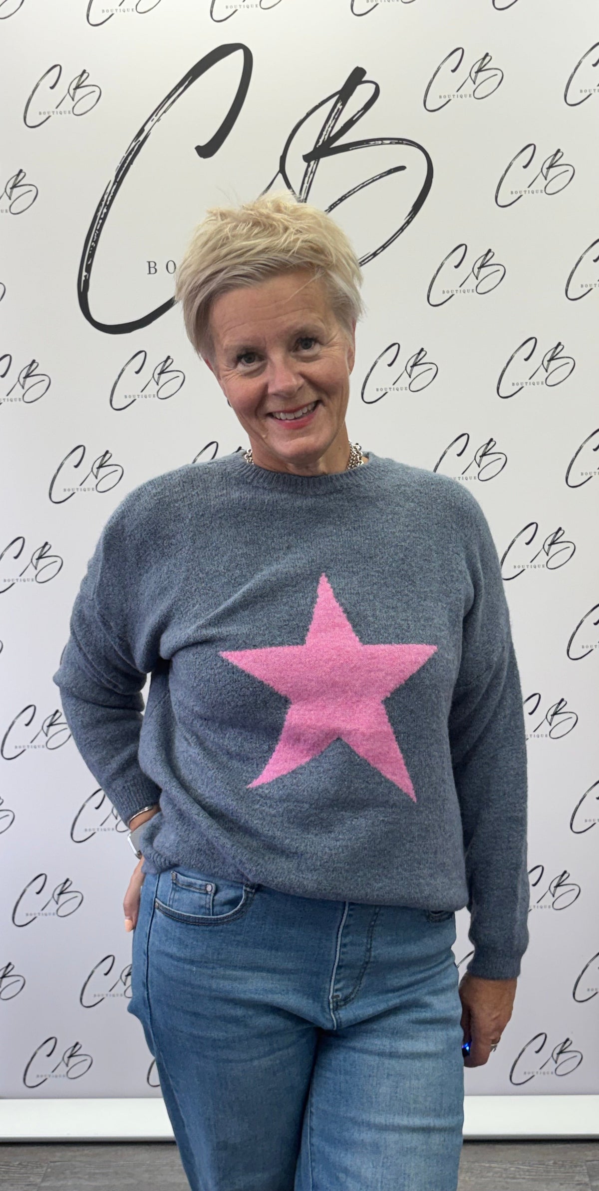 Denim with Pink Star Jumper