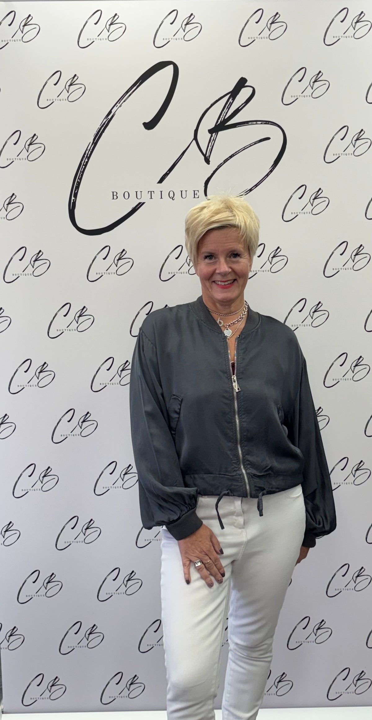Dark Grey Satin Bomber Jacket
