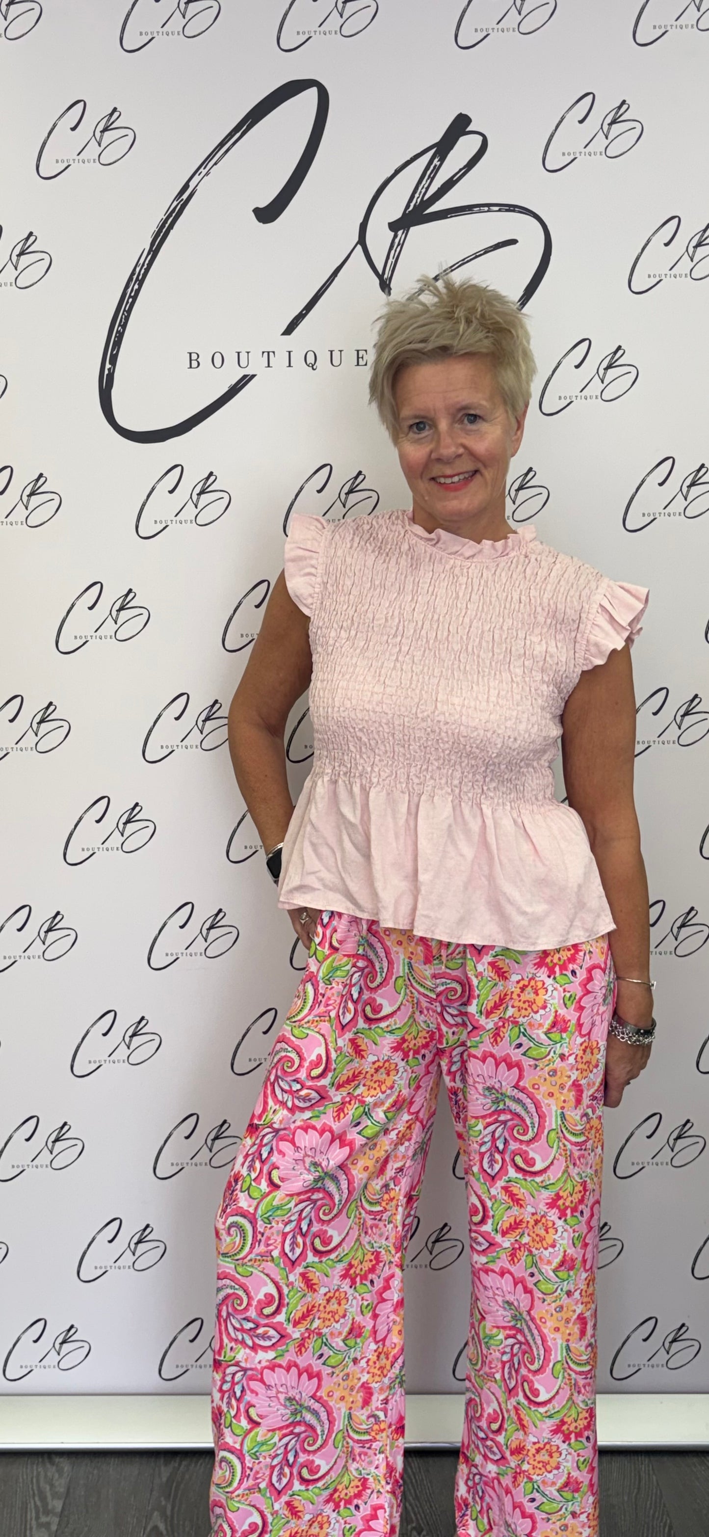 Pink print - Wide Leg Trousers