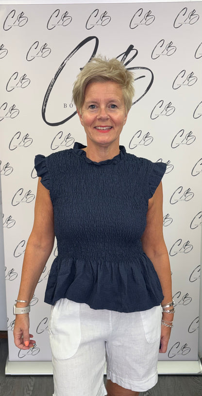 Grace smocked top Navy