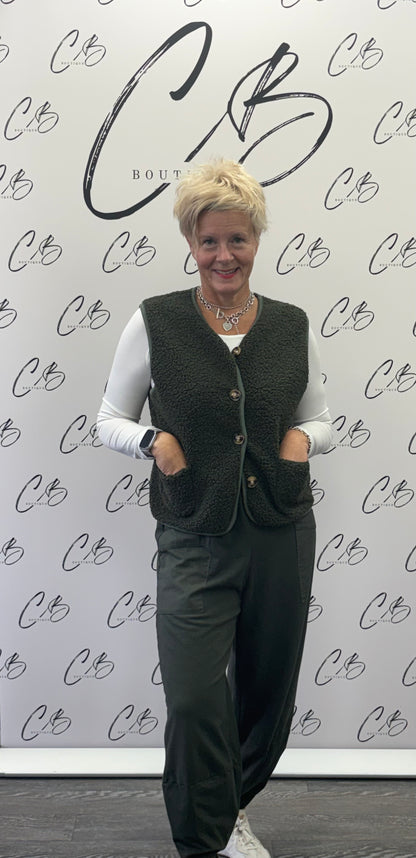 Annie Khaki cotton barrel trousers