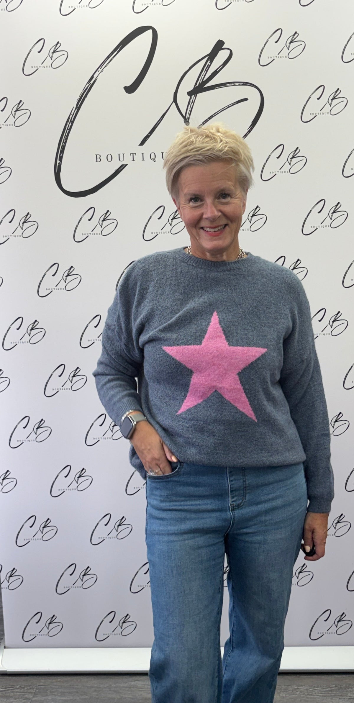 Denim with Pink Star Jumper