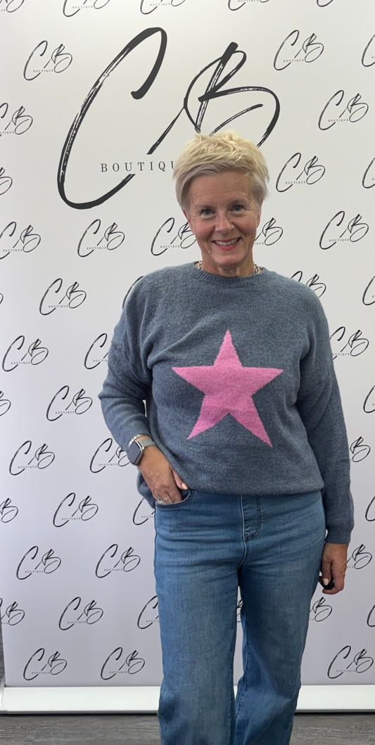 Denim with Pink Star Jumper