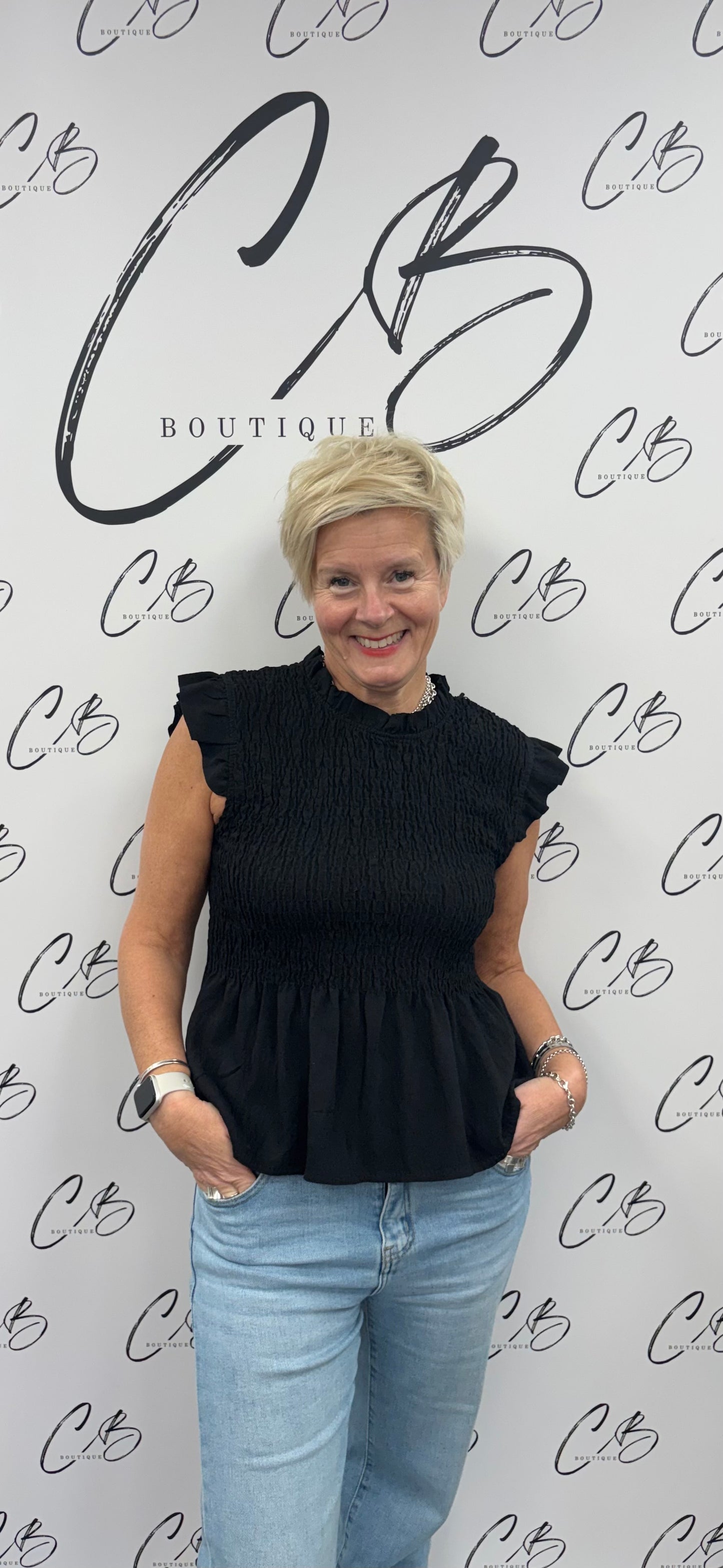 Grace smocked top Black