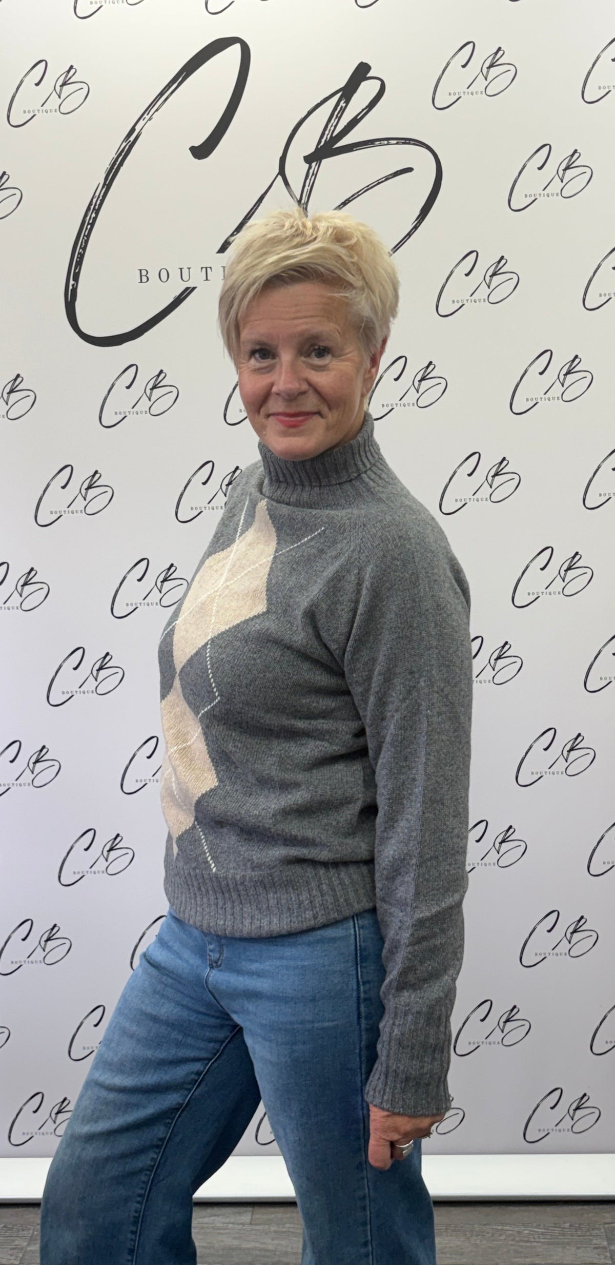 Luella Cashmere Blend Diamond Grey Jumper