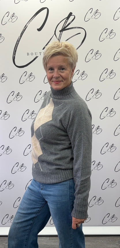 Luella Cashmere Blend Diamond Grey Jumper