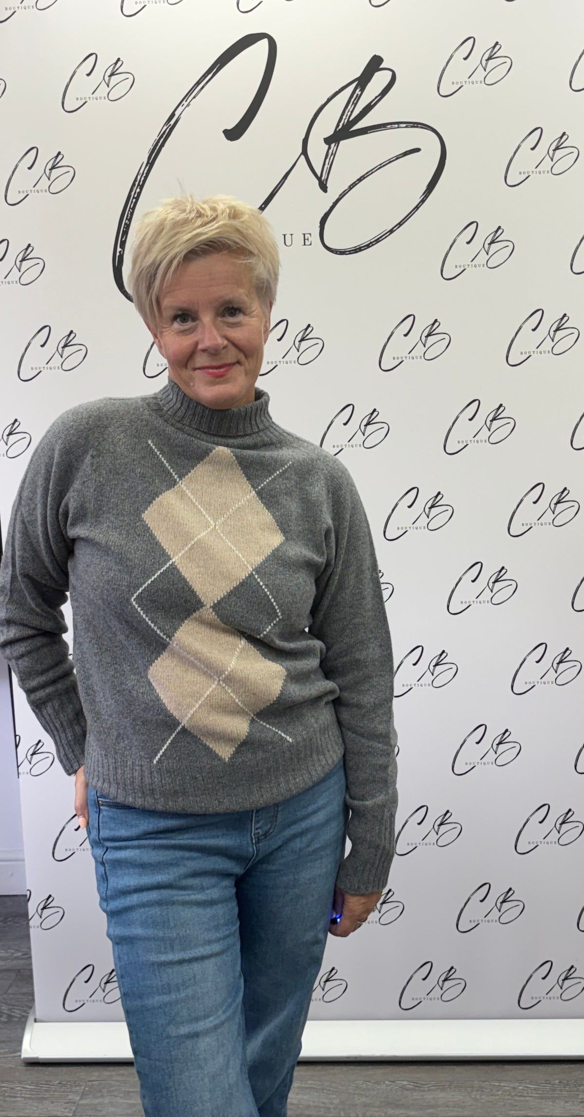 Luella Cashmere Blend Diamond Grey Jumper