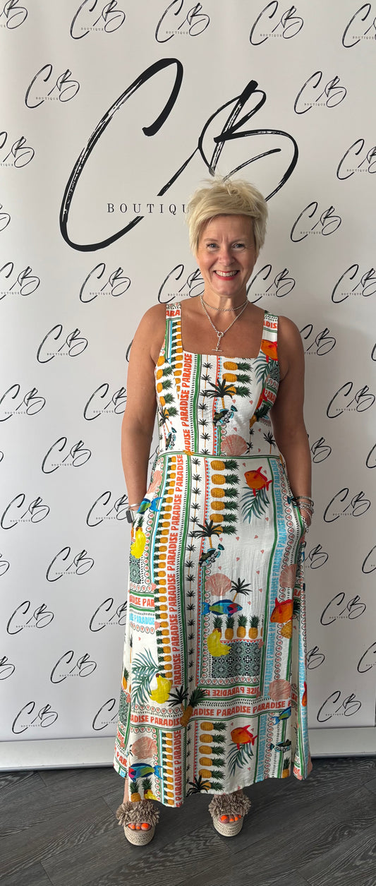 Tegan Midi Dress (Paradise Print)