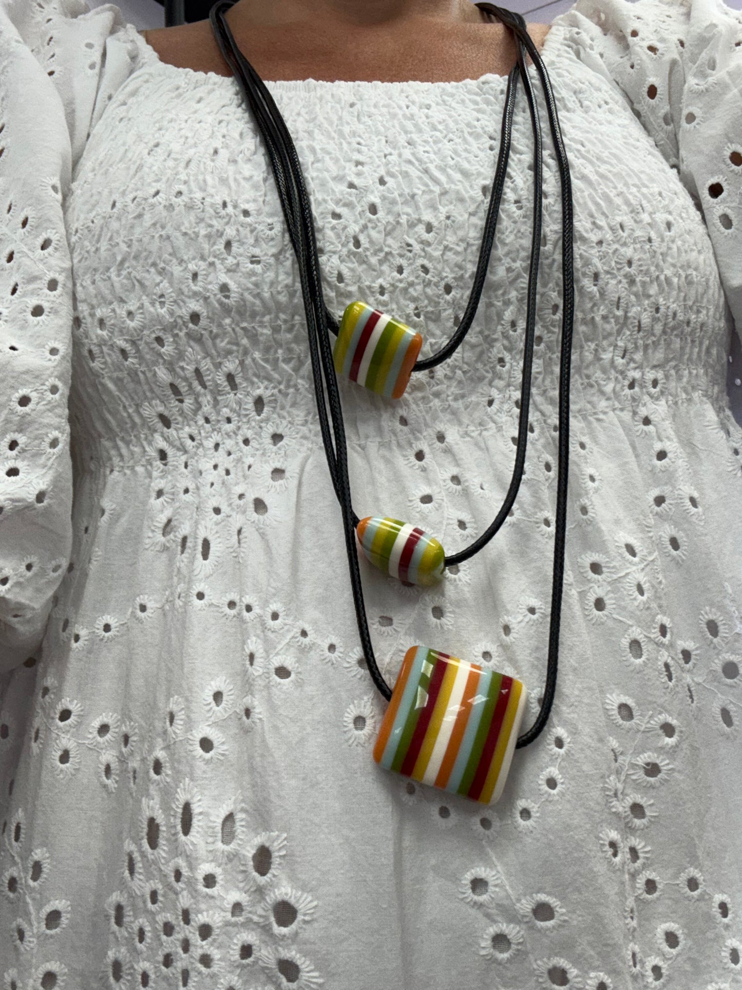 Brown striped necklace