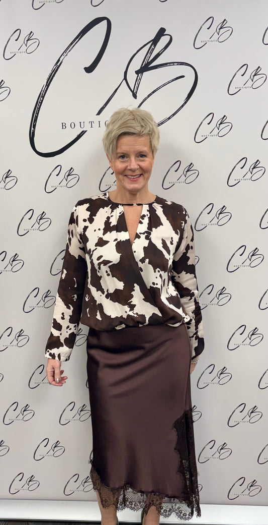 Chocolate Satin asymmetric skirt