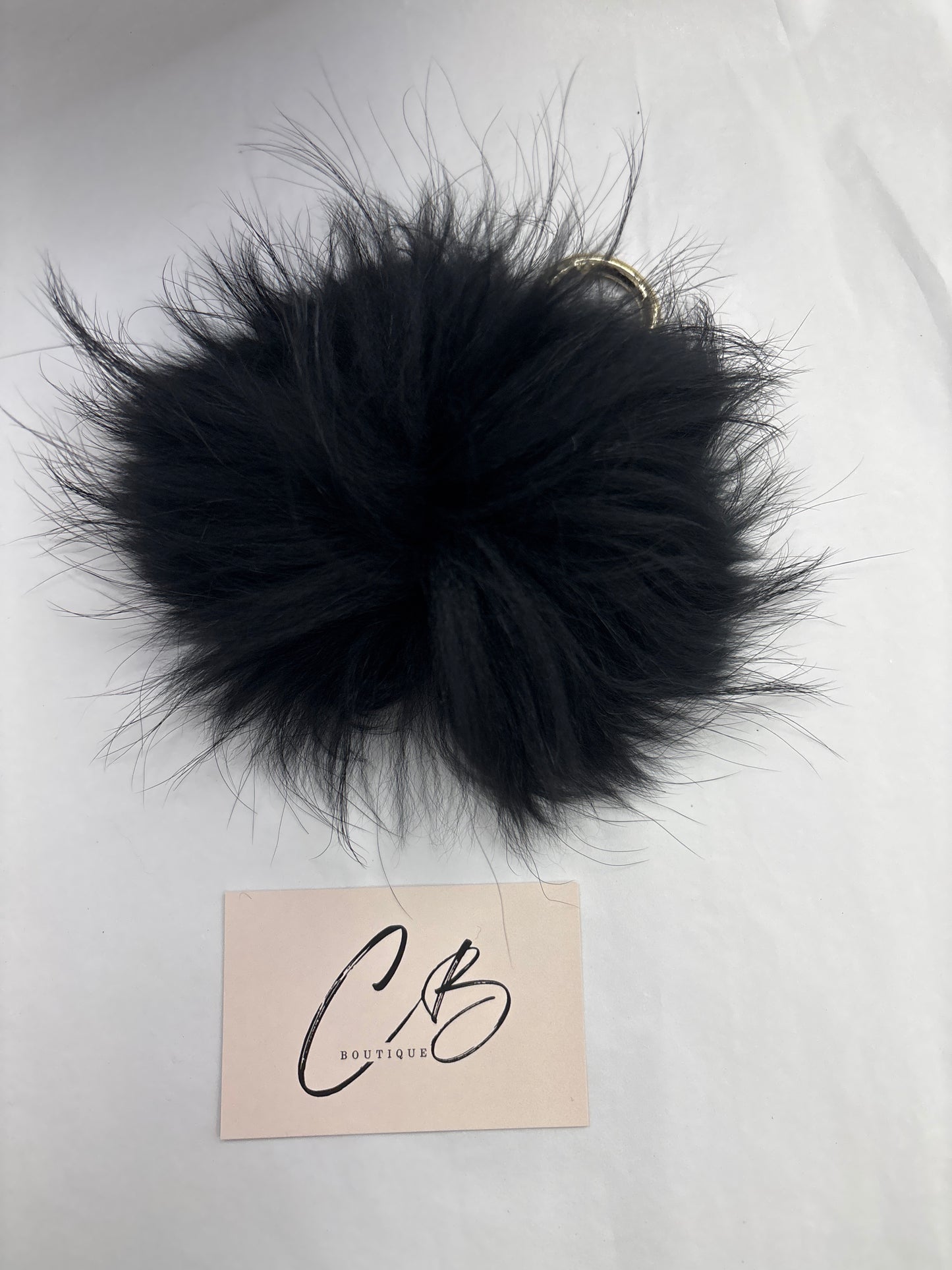 Pom pom  Keyring - black