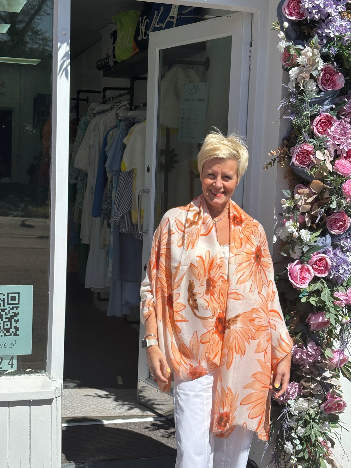 Orange flowery Scarf
