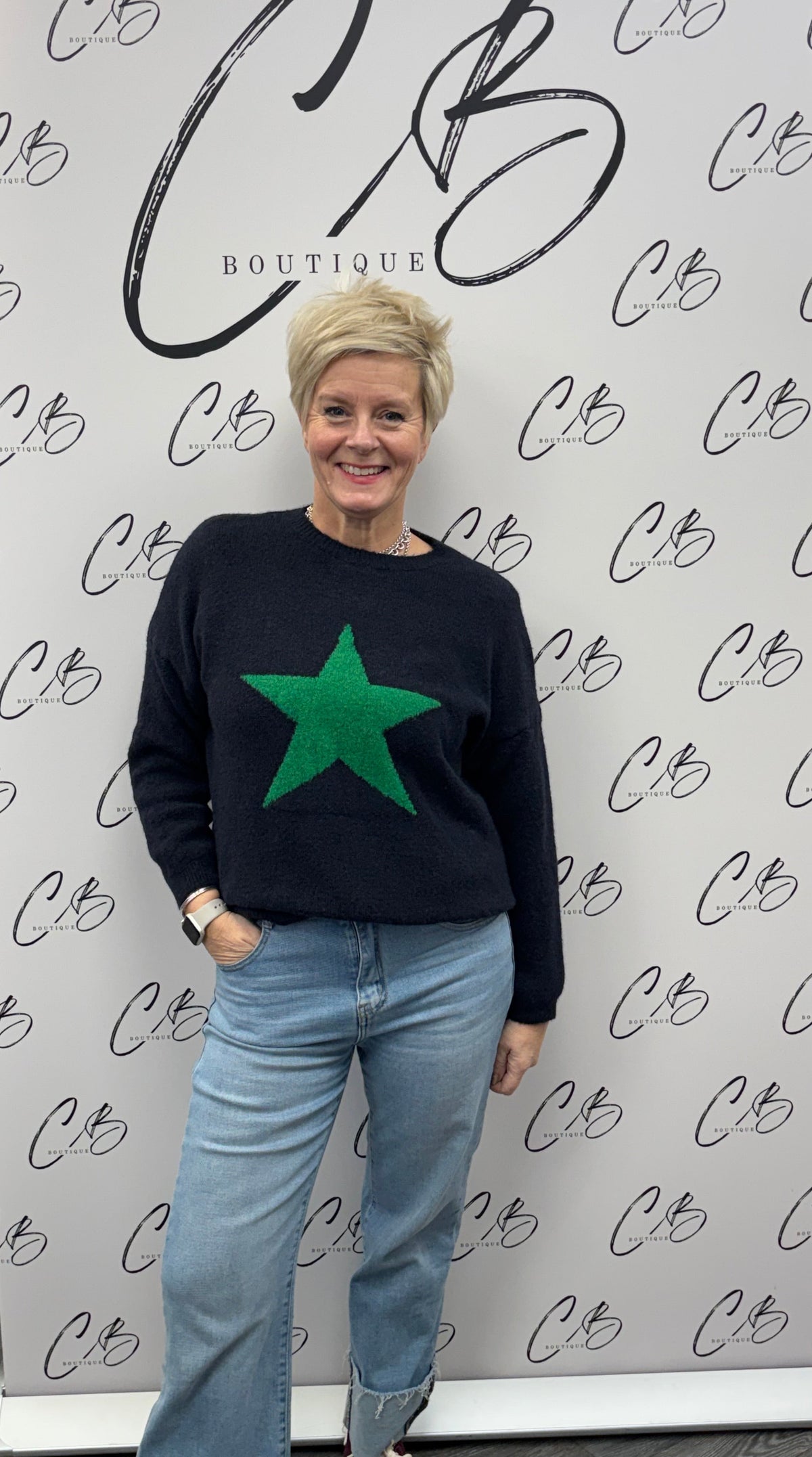 Navy with Green Star Jumper
