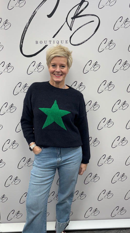 Navy with Green Star Jumper