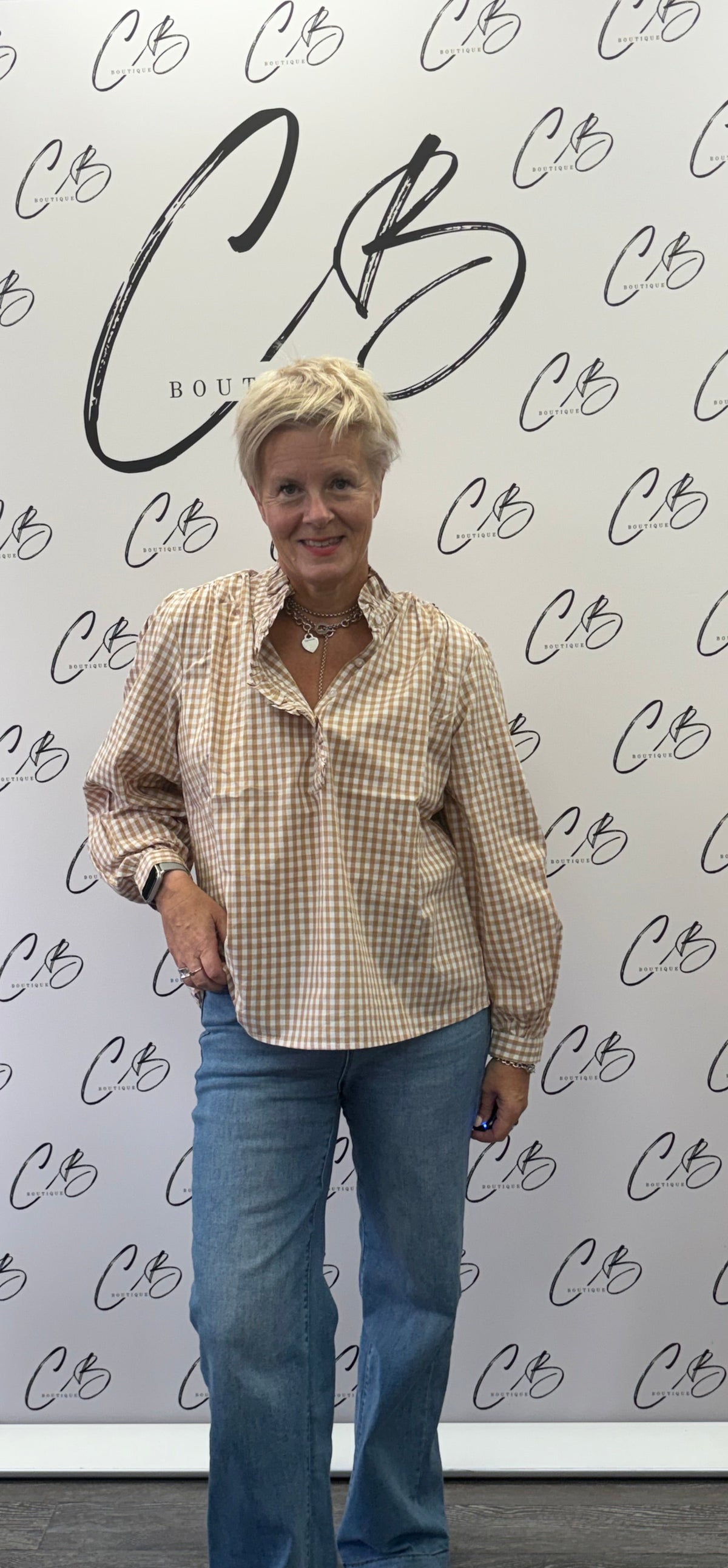 Luella Braemar Stone Gingham Blouse