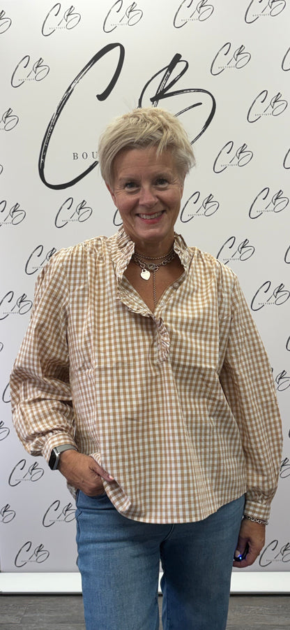 Luella Braemar Stone Gingham Blouse