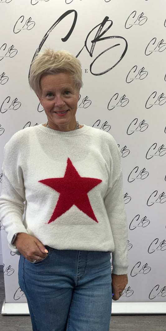Cream Jumper with Red Star