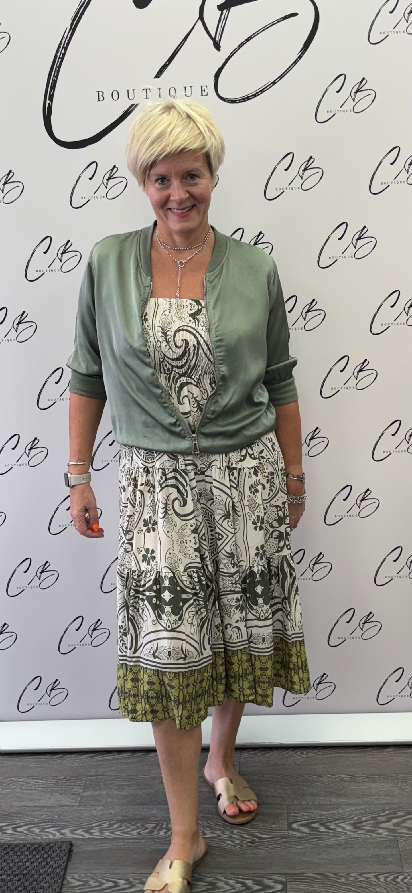 Cream and Khaki Long Layered Skirt